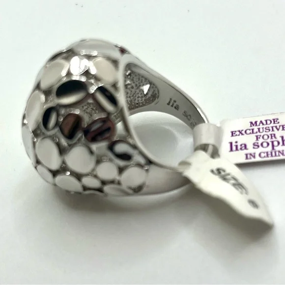 Lia Sophia Silver Tone Dome Ring Size 8 NWT Bold Statement - Picture 4 of 7